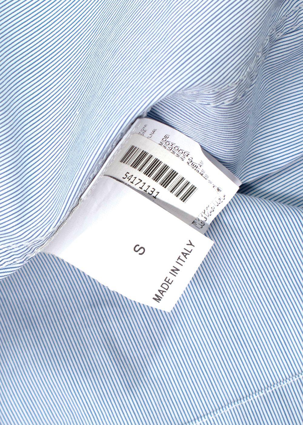 Brunello Cucinelli Blue Pin-Striped Cotton Shirt