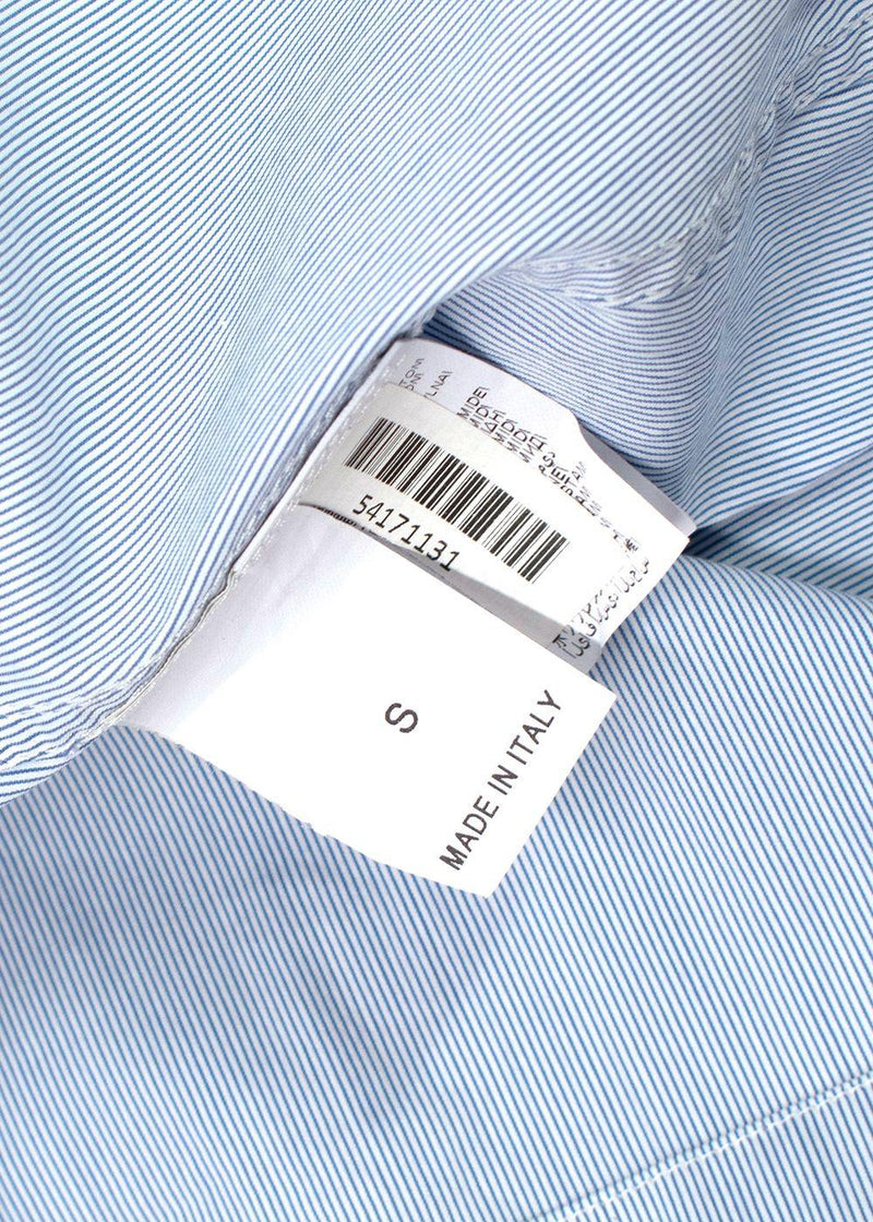 Brunello Cucinelli Blue Pin-Striped Cotton Shirt