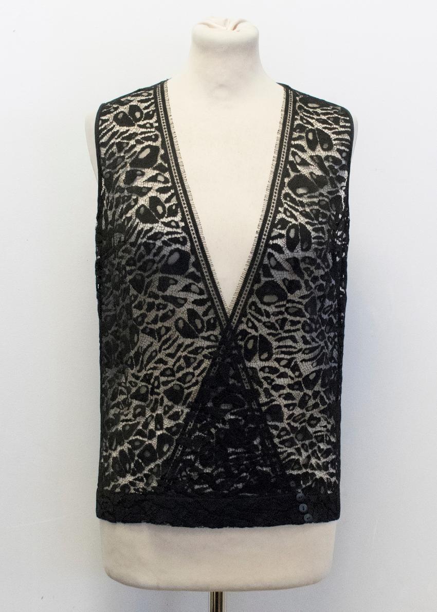 Preen By Thornton Bregazzi Black Sheer Plunge Lace Top