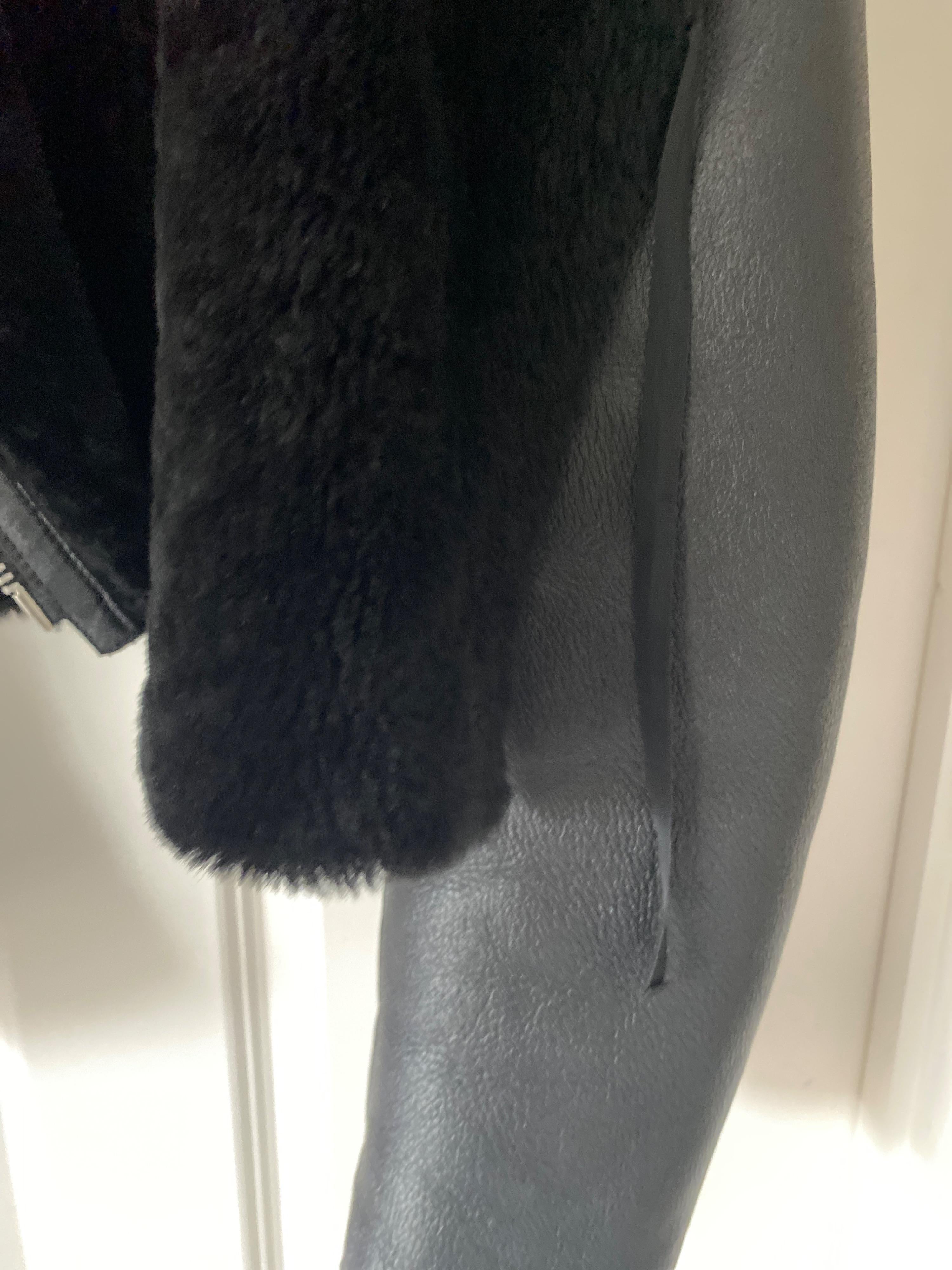 black leather & shearling aviator jacket