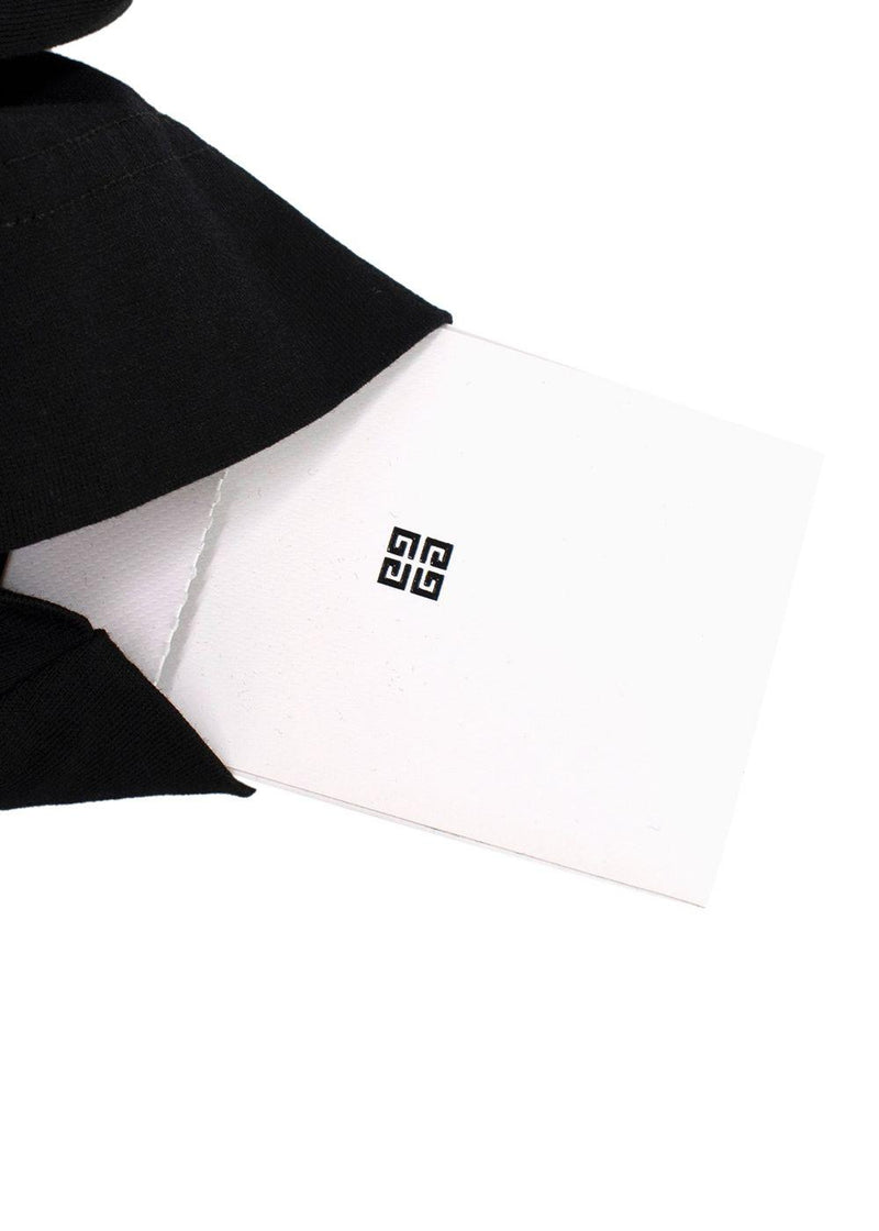 black t-shirt with white front logo