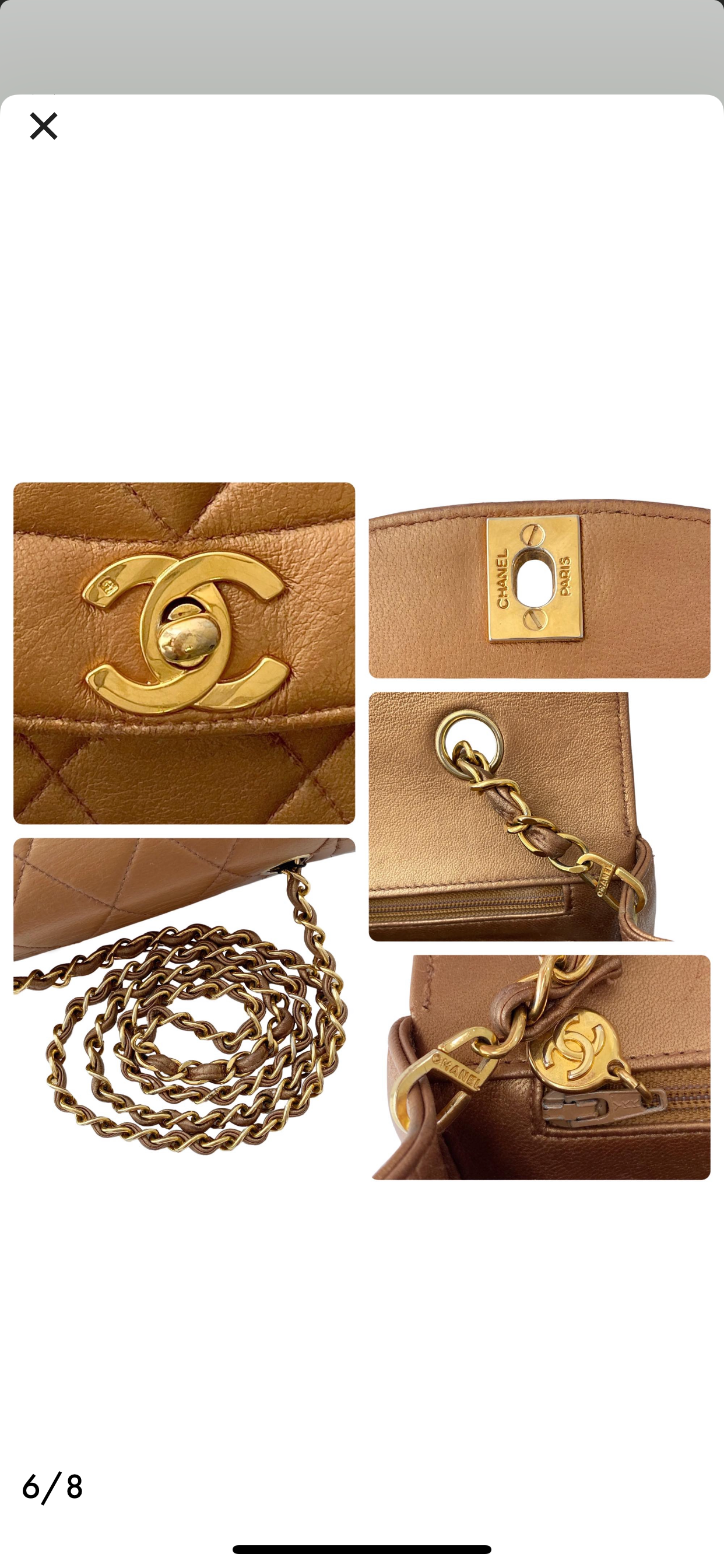 vintage beige leather small Diana flap bag