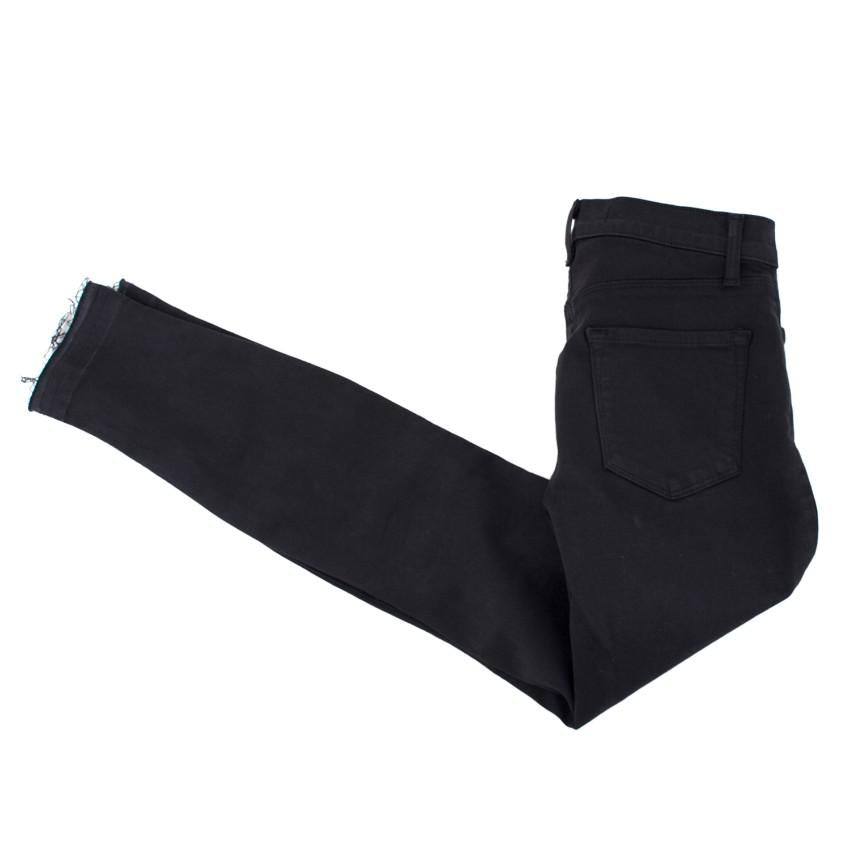 J Brand Alana Black Distressed Fray Hem Skinny Jeans