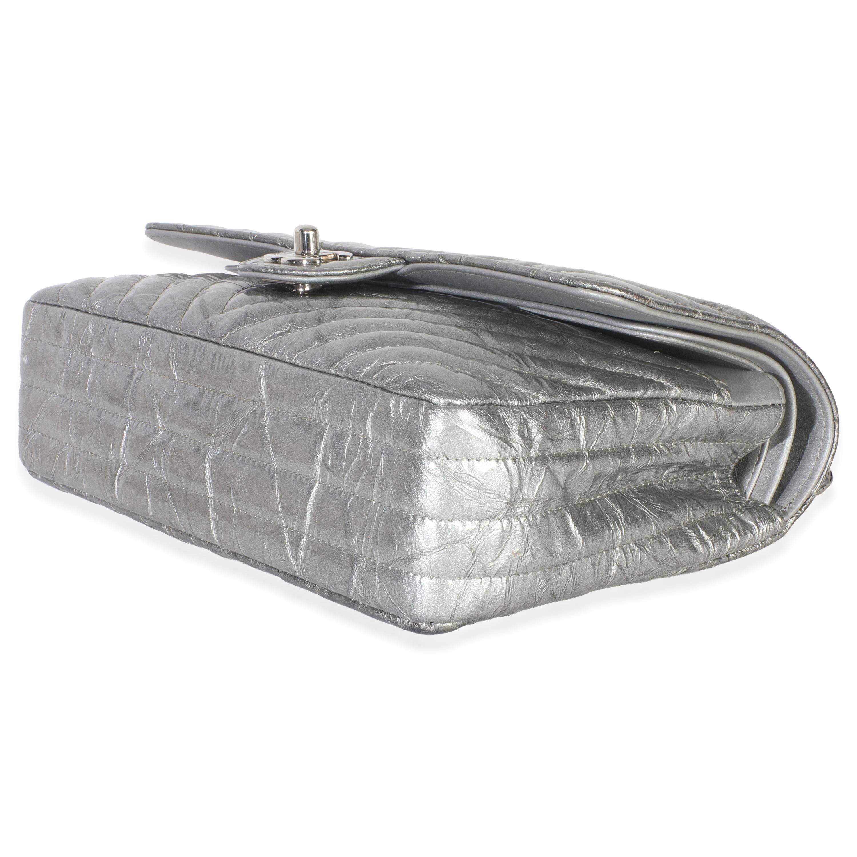 Chanel  Metallic Patent Crumpled Calfskin Chevron Medium Double Flap Bag