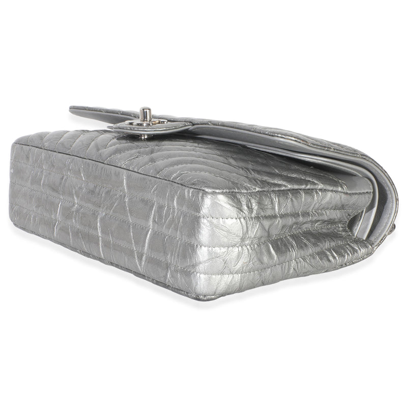 Chanel  Metallic Patent Crumpled Calfskin Chevron Medium Double Flap Bag