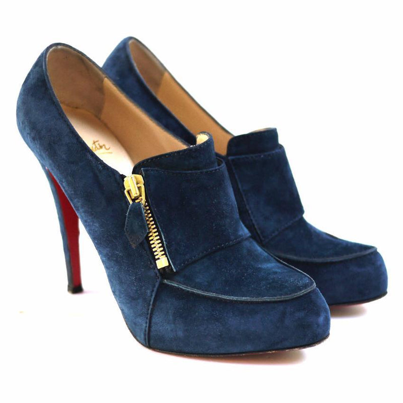 Christian Louboutin Blue Lapono Suede Leather Ankle Boots