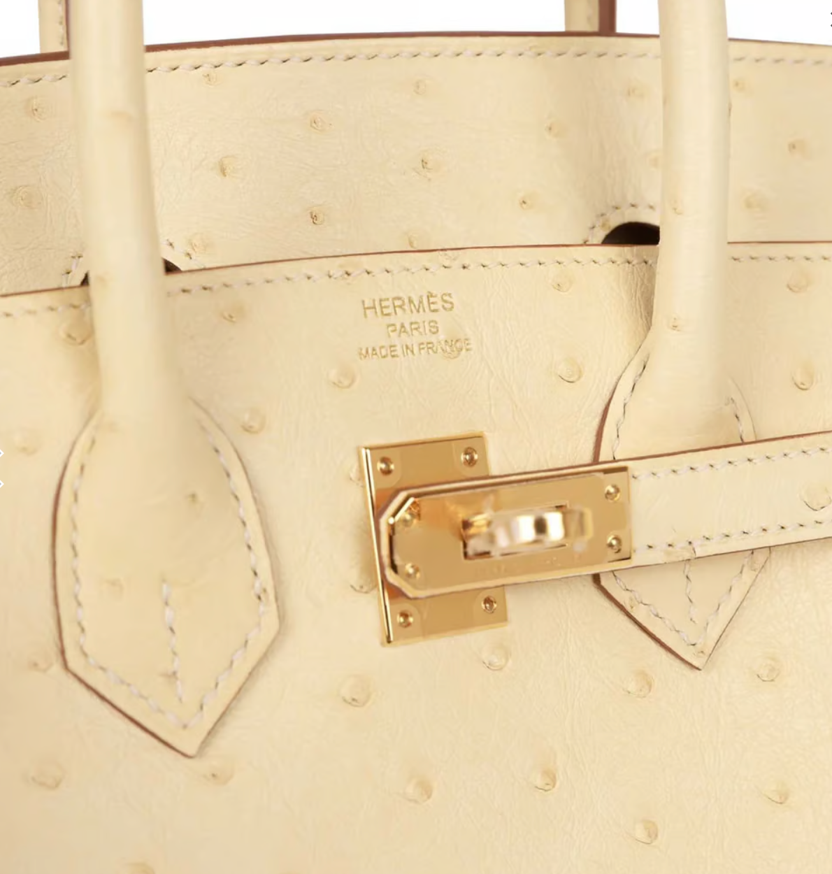 Hermès Birkin 25 Autruche Vanille Gold Hardware