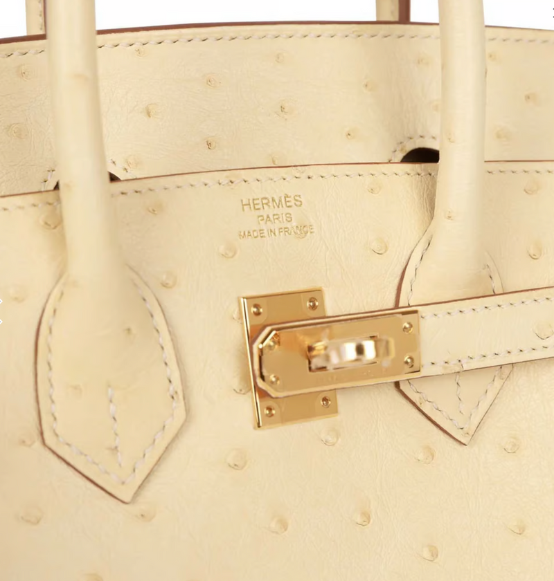 Hermès Birkin 25 Autruche Vanille Gold Hardware