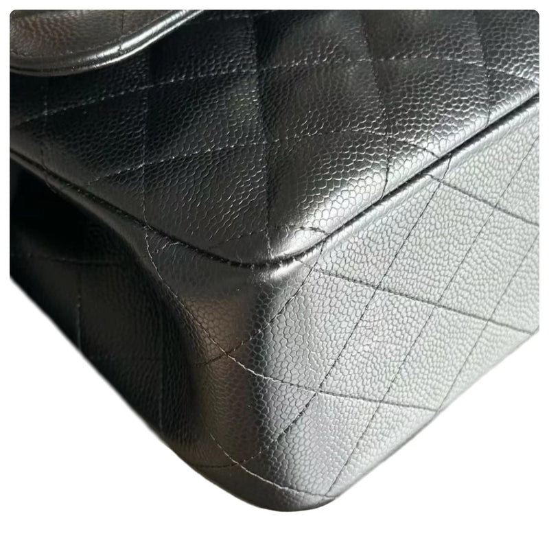 Chanel Black Caviar Leather Jumbo Double Flap Bag