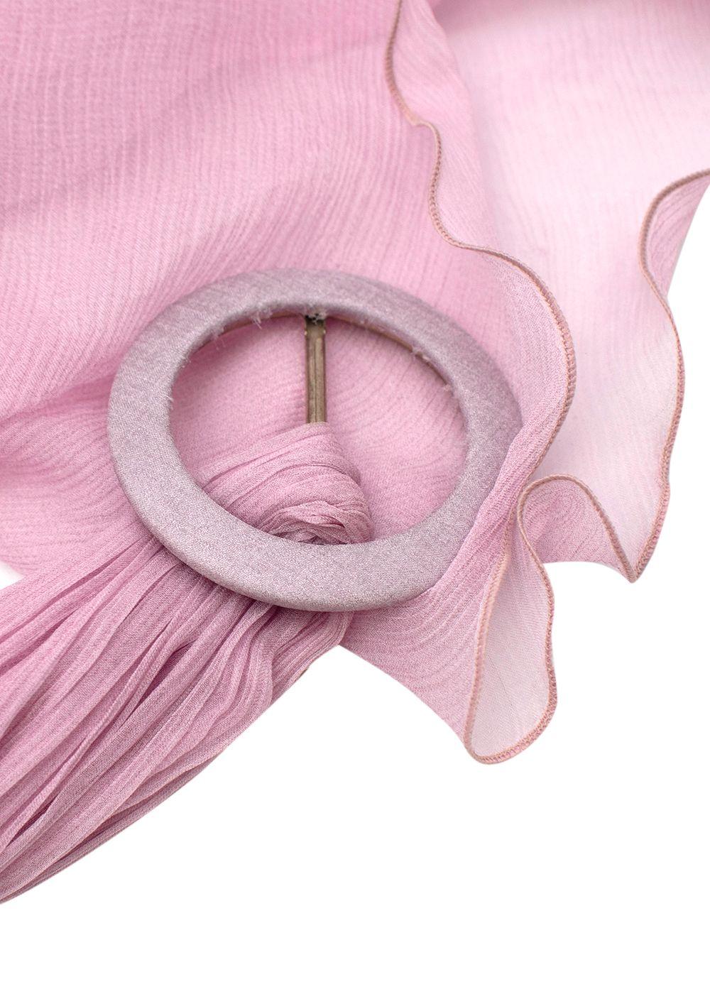 Maria Lucia Hohan Pink Plisse Chiffon Belted Midi Dress
