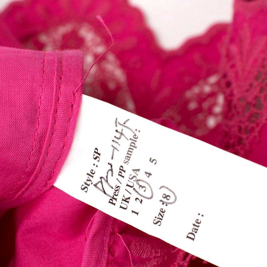 Self Portrait Fuchsia Embroidered Ruffle Off Shoulder Top