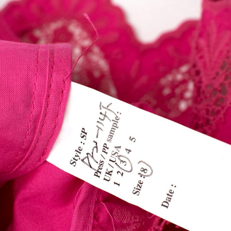 Self Portrait Fuchsia Embroidered Ruffle Off Shoulder Top