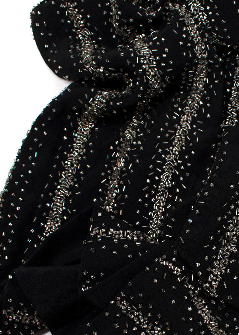 Dries Van Noten Black Silk Sequin Embellished Trousers