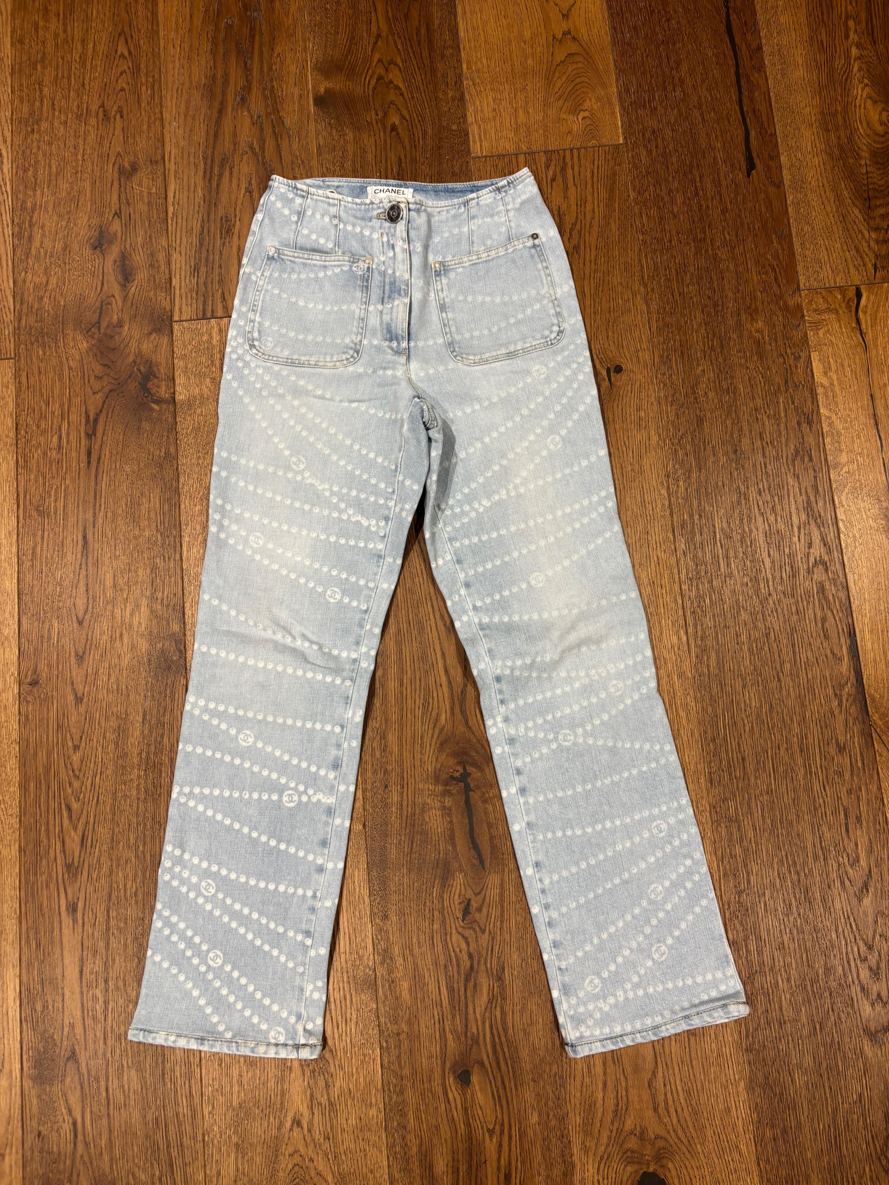 Chanel Printed Straight Jeans
