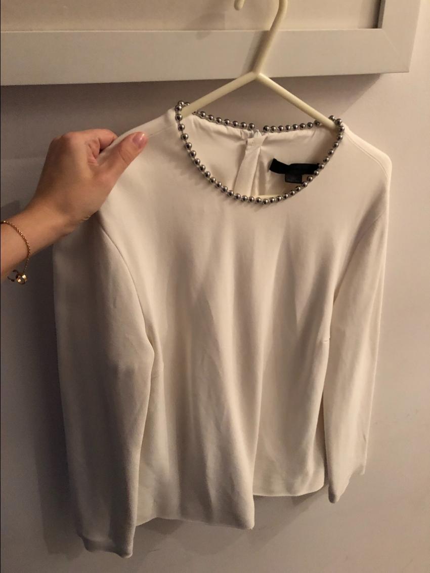 Alexander Wang Ecru Embellished Collar Top