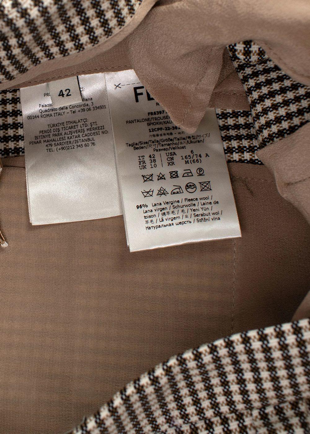 Fendi Brown Houndstooth Wool Trousers