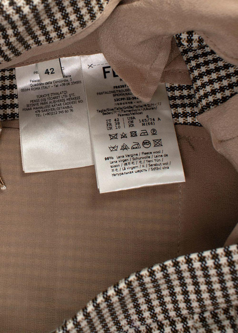 Fendi Brown Houndstooth Wool Trousers