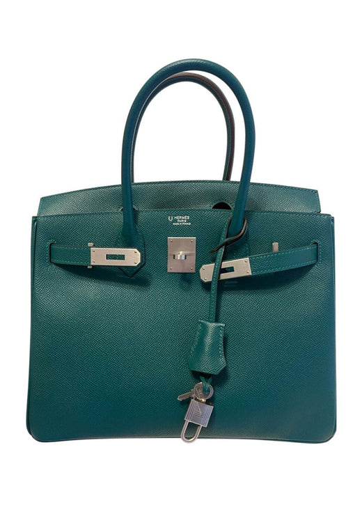 Hermes HSS  Birkin 30 in Malachite and Anenmone Epsom Leather with Brushed Palladium Hardware