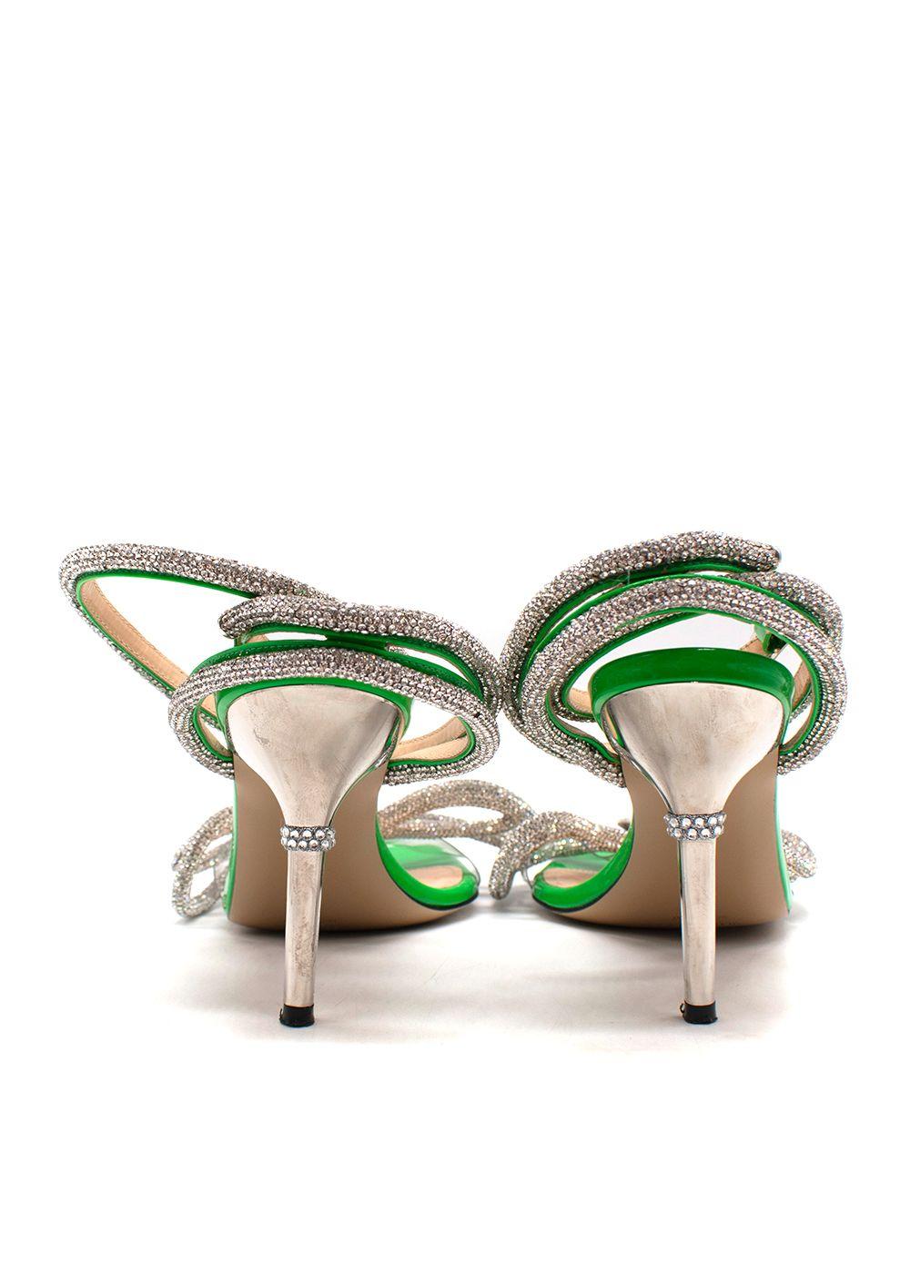 Mach & Mach Green Double Bow Crystal Pumps