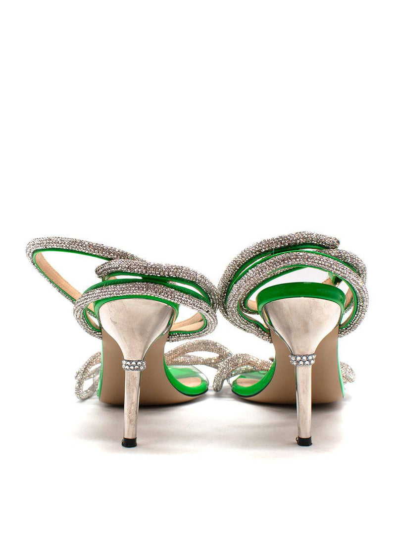 Mach & Mach Green Double Bow Crystal Pumps