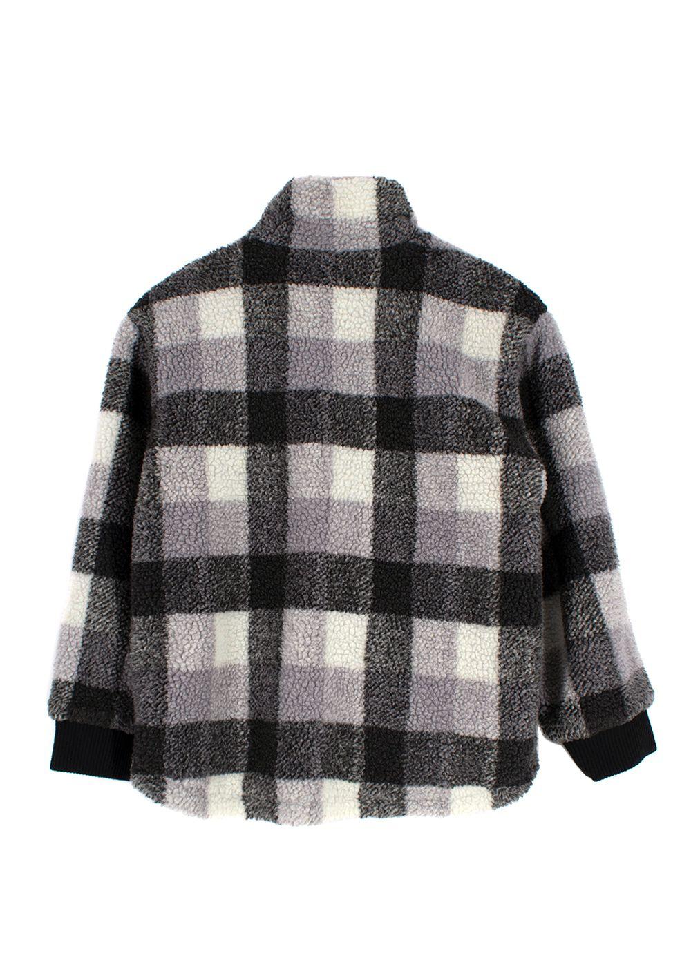 Stella McCartney Kids 10Y Plaid Grey Sherpa Fleece Jacket