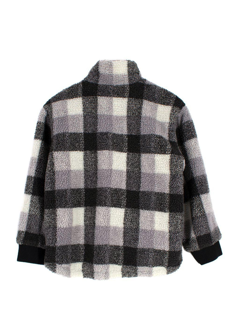 Stella McCartney Kids 10Y Plaid Grey Sherpa Fleece Jacket