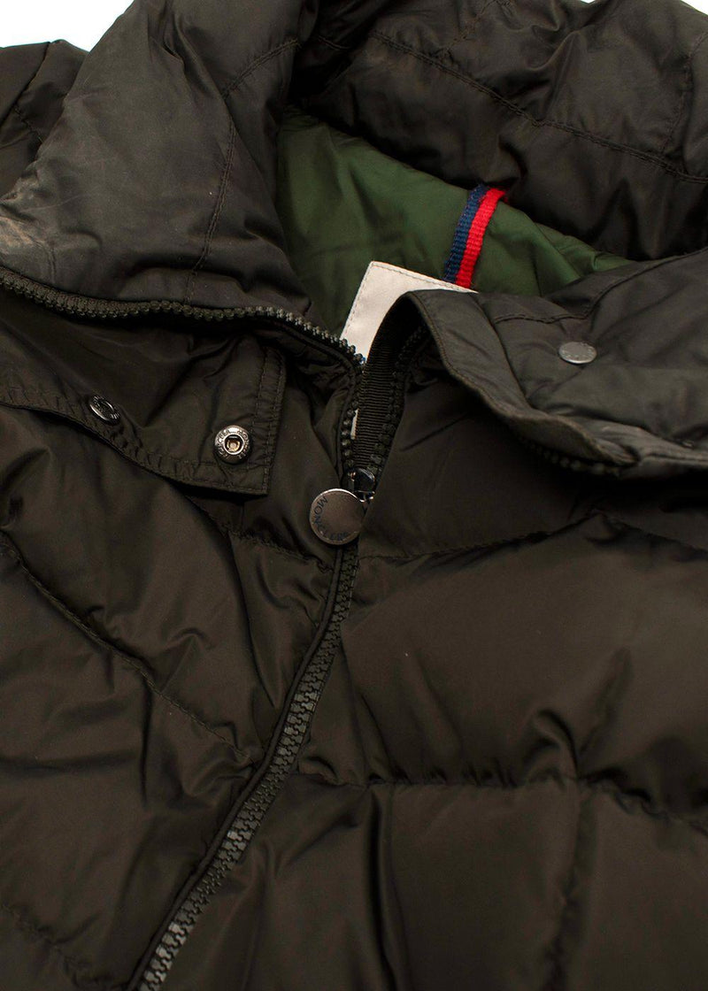 Moncler Khaki Longline Flammette Puffer Coat