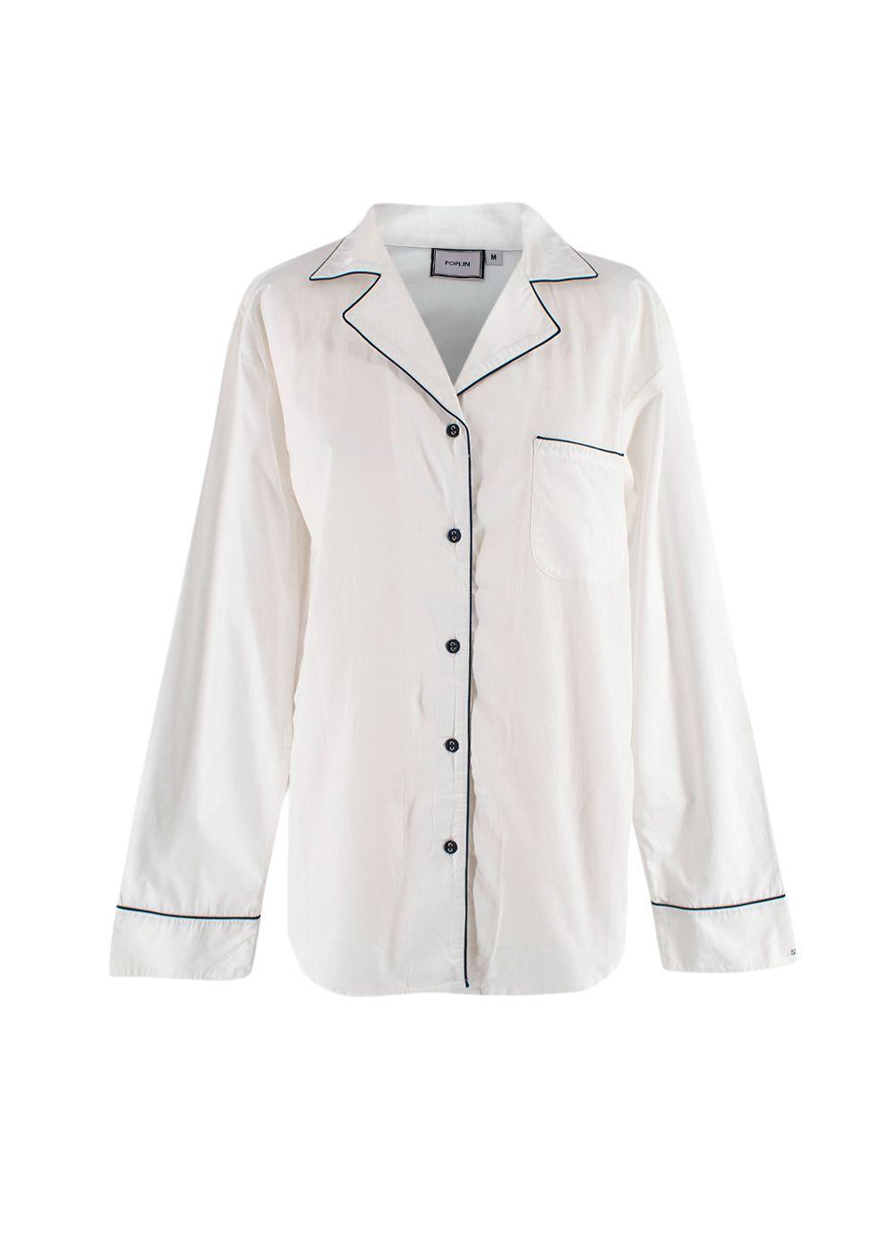 Poplin White Navy Trimmed Shirt