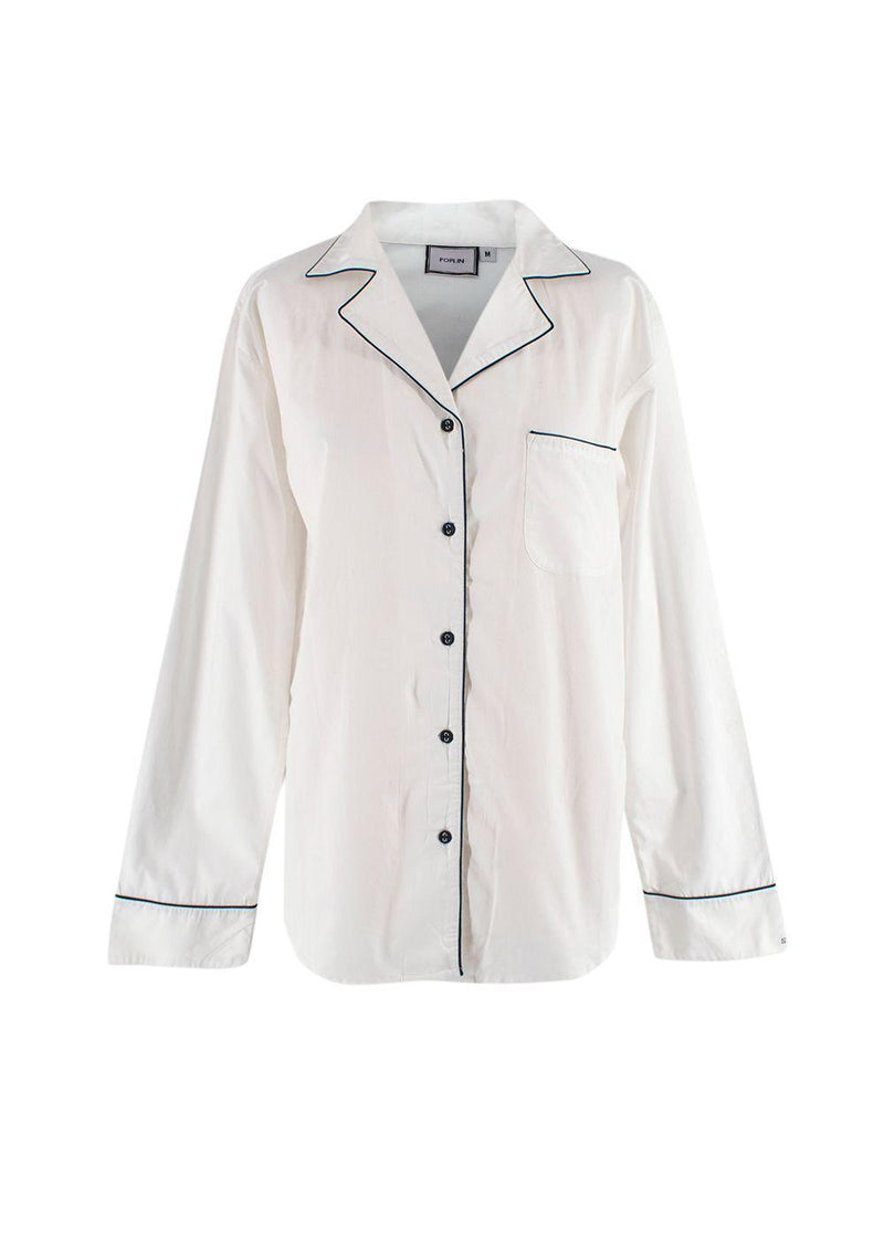 Poplin White Navy Trimmed Shirt