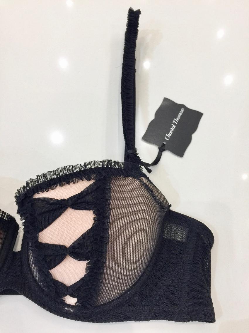 Chantal Thomass Couture Black Bow Pad Bra & Brief Set