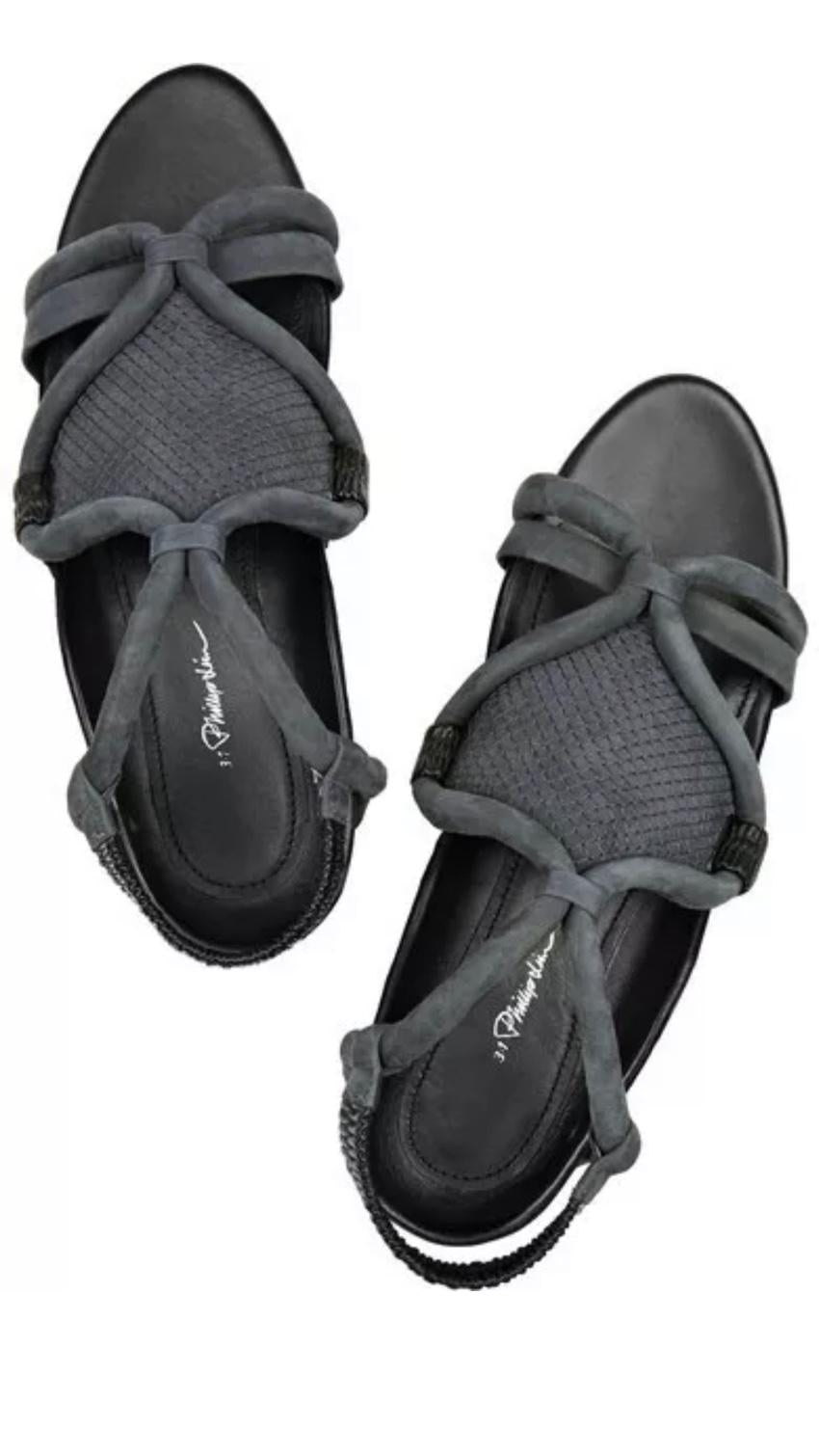 3.1 Phillip Lim Black Marquise Flat Sandals