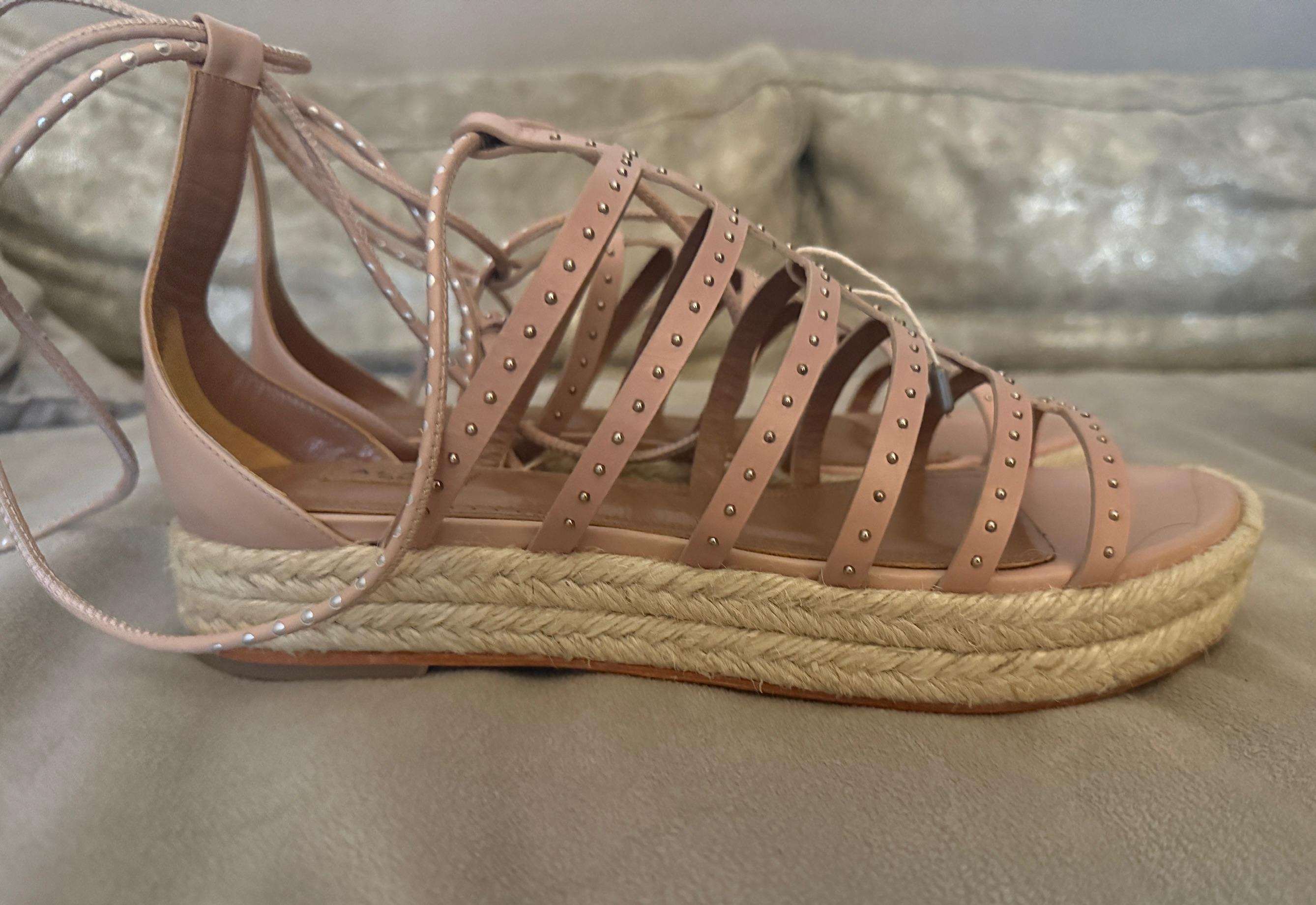 Alaia Pink Lace Up Sandals