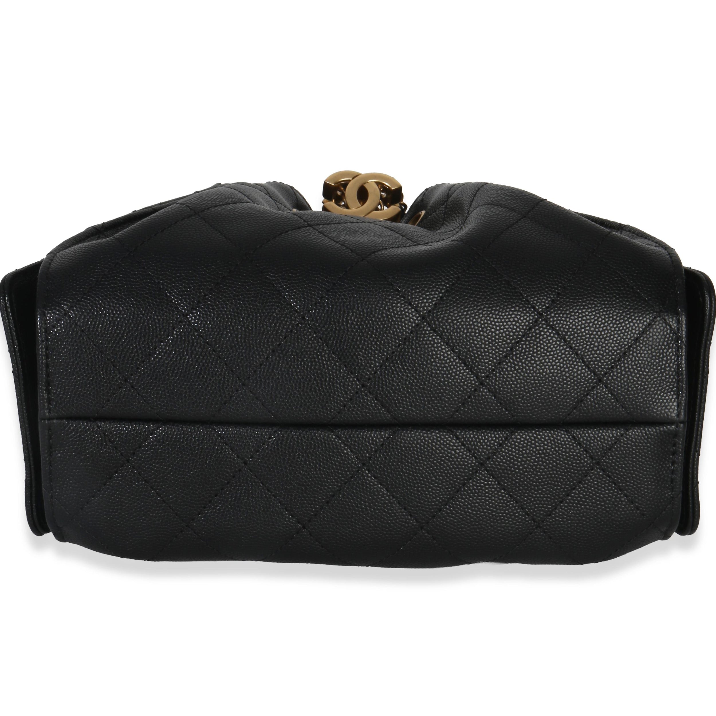 Chanel Black Quilted Caviar Mini Chanel 25 Hobo 26P