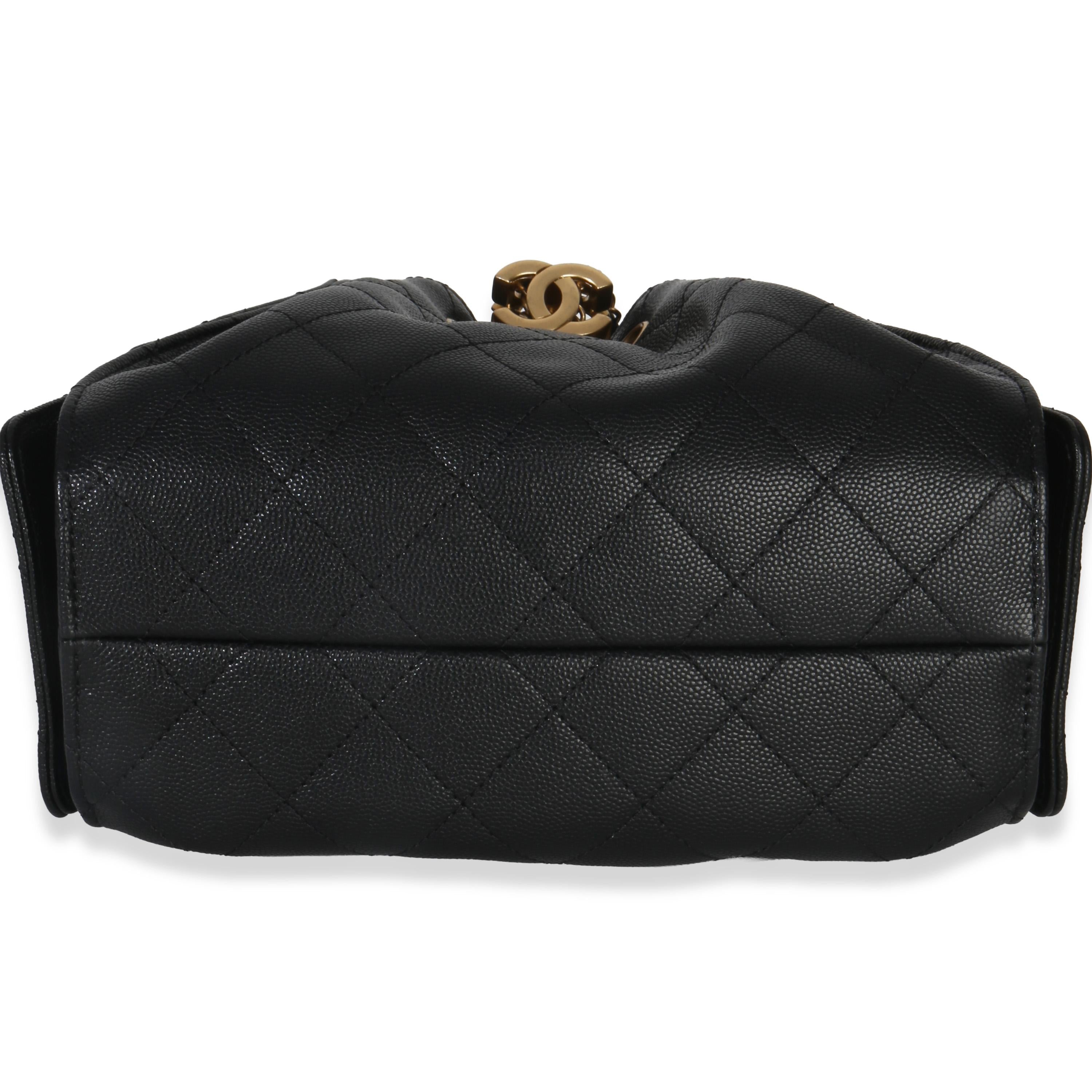 Chanel Black Quilted Caviar Mini Chanel 25 Hobo 26P
