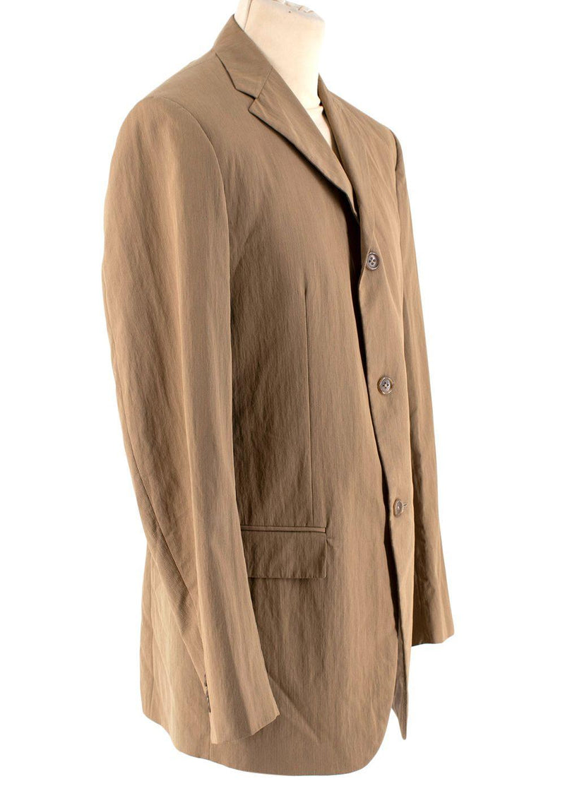 Jil Sander Brown Textured Single Breasted Blazer