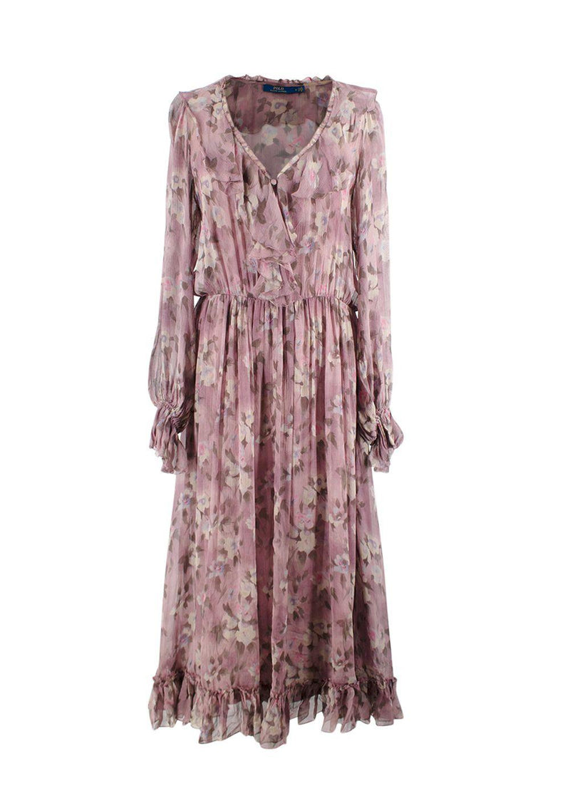 Polo Ralph Lauren Mauve Tulle Floral Midii Dress