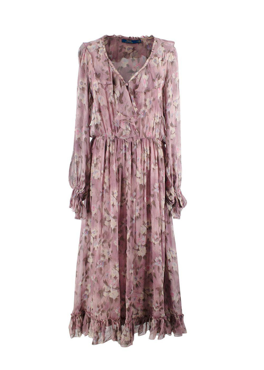 Polo Ralph Lauren Mauve Tulle Floral Midii Dress