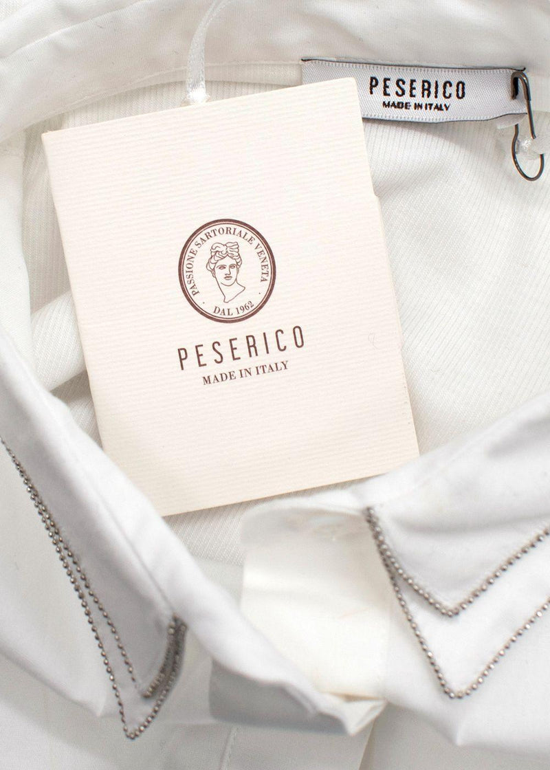 Peserico White Cotton Beaded Shirt