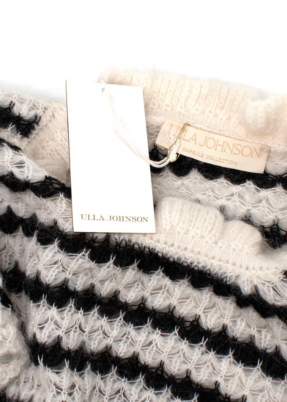 Ulla Johnson Black and White Striped Camilla Ruffle Sweater