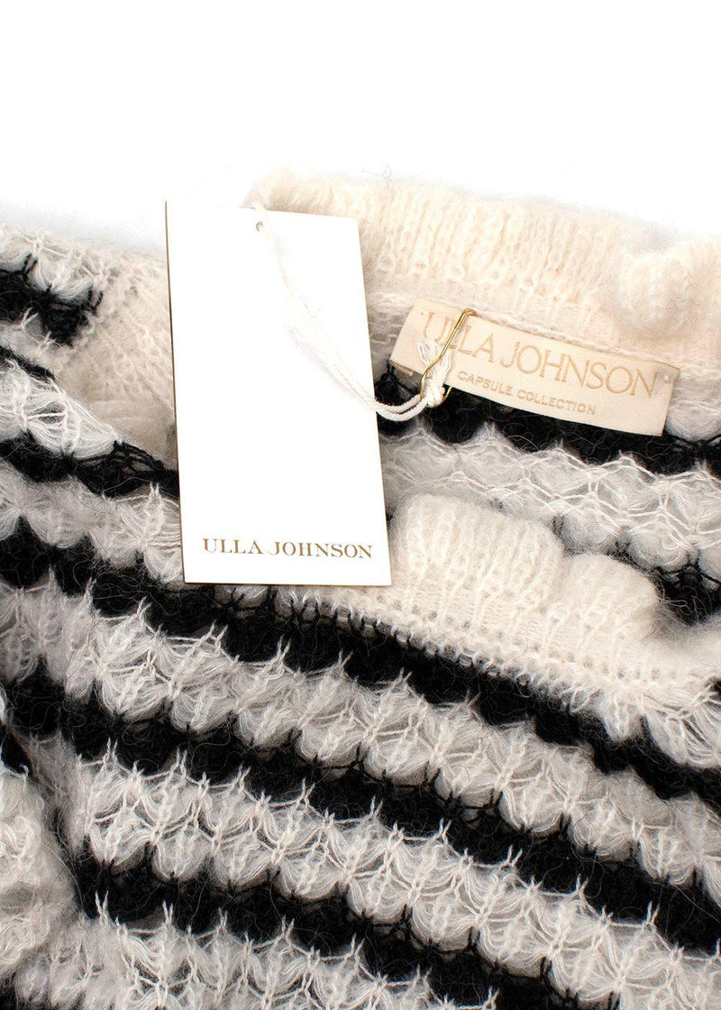 Ulla Johnson Black and White Striped Camilla Ruffle Sweater