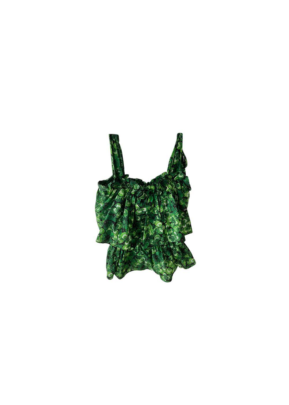 Clover print cotton tiered top
