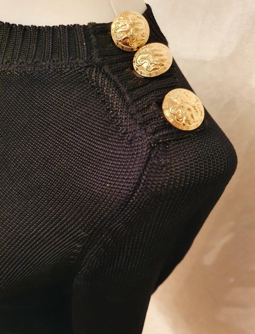 Balmain black Knit Button Embellished Jumper