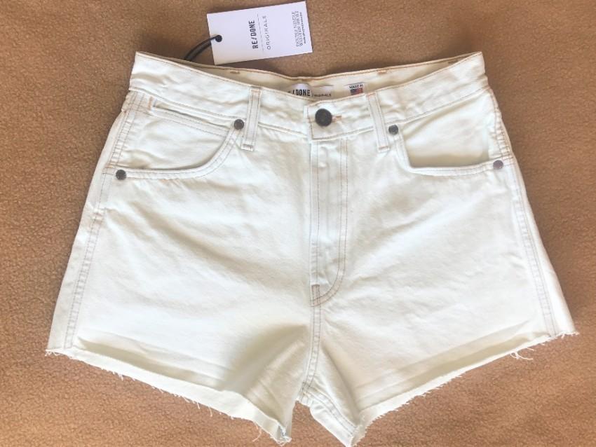 Re/Done light wash double needle western shorts
