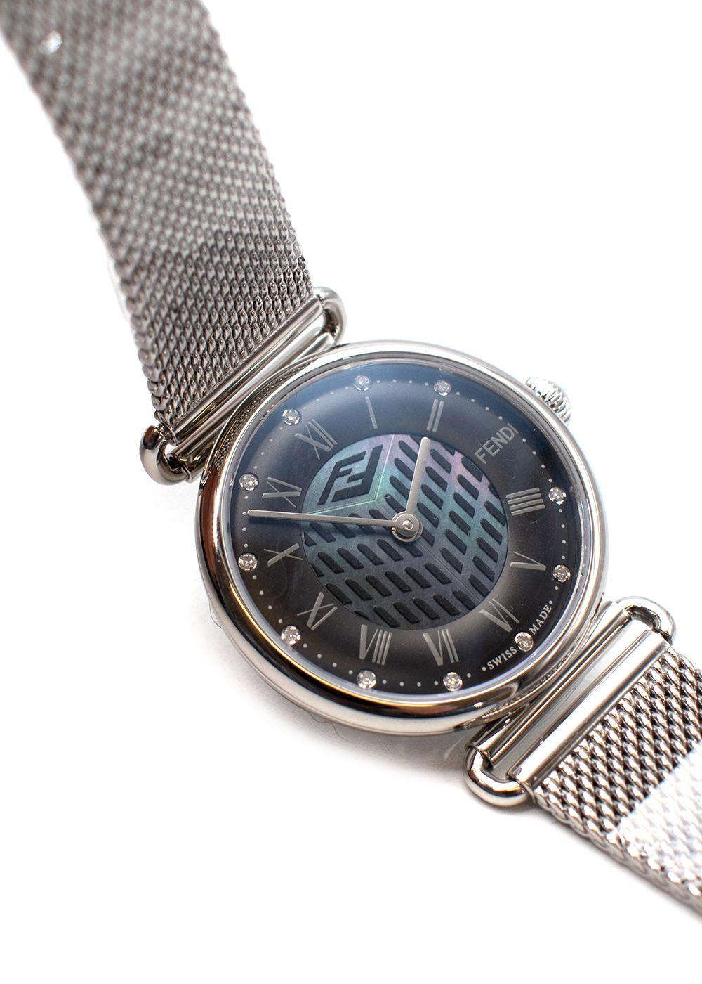 Fendi Palazzo Diamond Marker Mesh Strap Watch