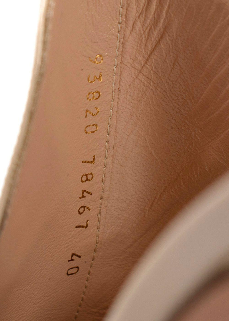 Gianvito Rossi Beige Patent Leather Aramis Mules