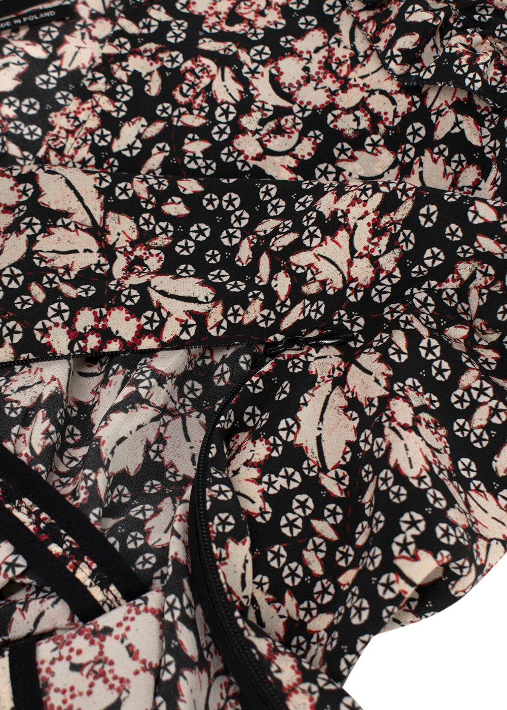 Isabel Marant Black Floral Puff Sleeve Silk Blouse