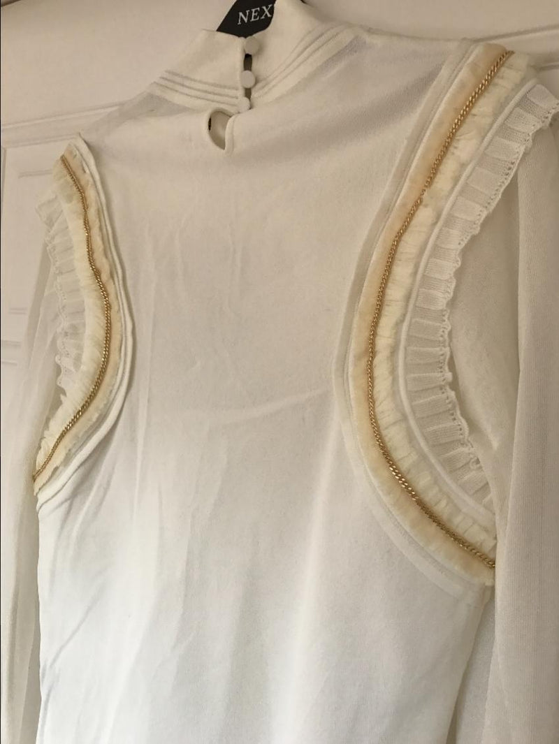 Roberto Cavalli Ruffle Gold Chain Jumper