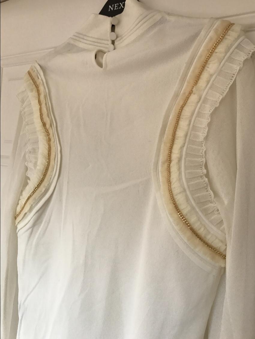 Roberto Cavalli Ruffle Gold Chain Jumper