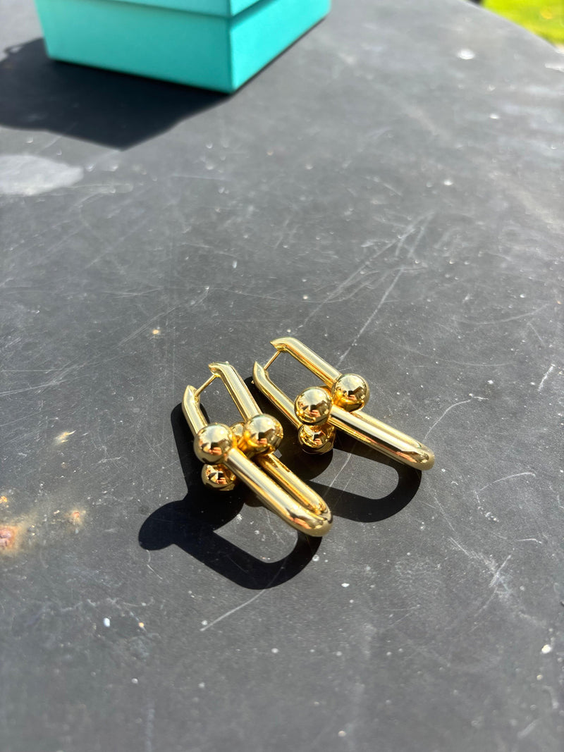 Extra Large 18K Gold Link Earrings