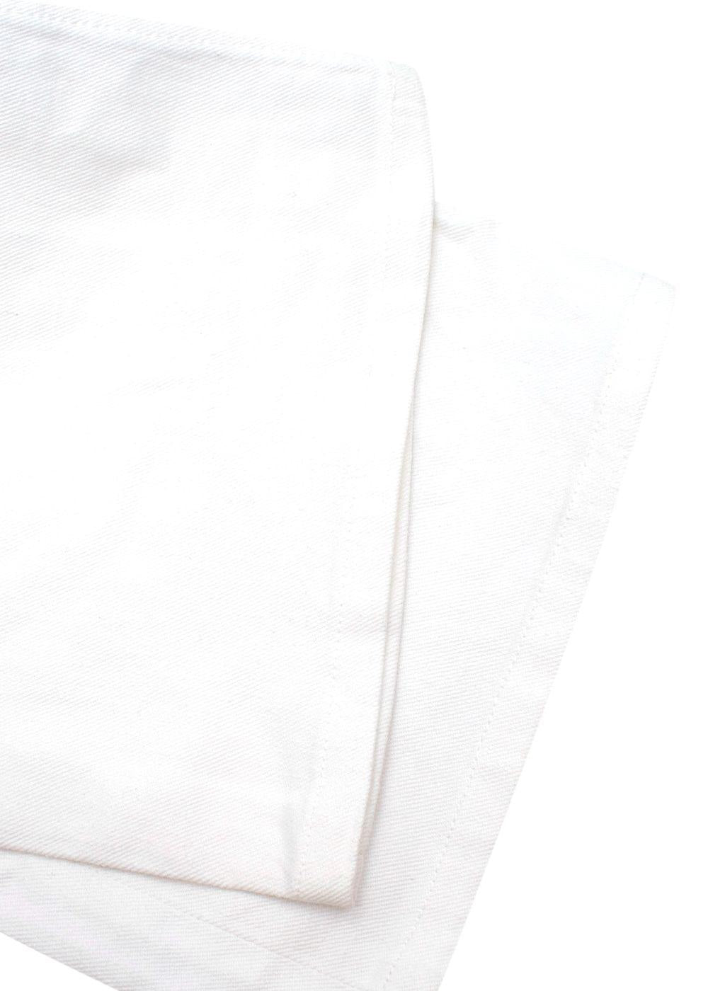 Quilted Pocket Detail White Cotton Jeans
